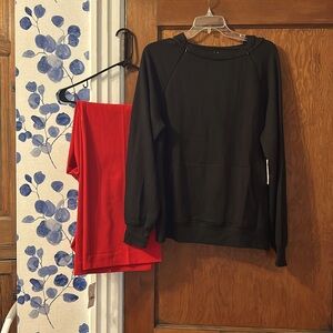 Kohl's Black Hoodie and NY & Co Red Pants
